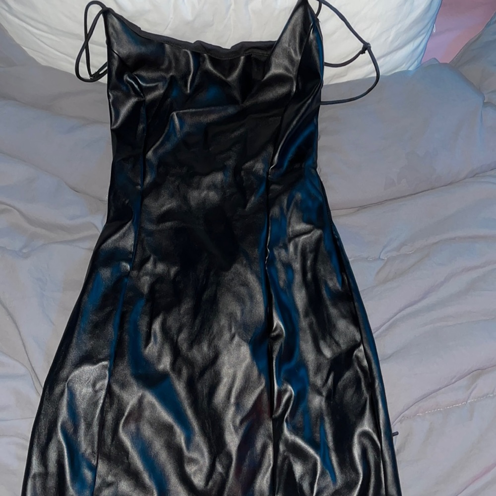 black leather dress